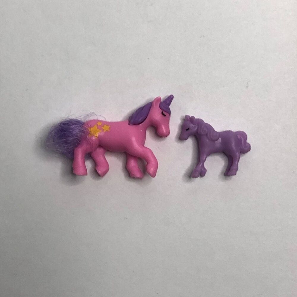 tiny little ponies pink and purple 1 inch‎ 1/2 an inch miniature small dolls
